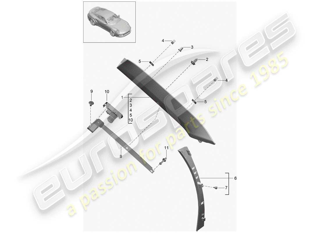 porsche 2017 (991-2 turbo) un pilastro diagramma delle parti