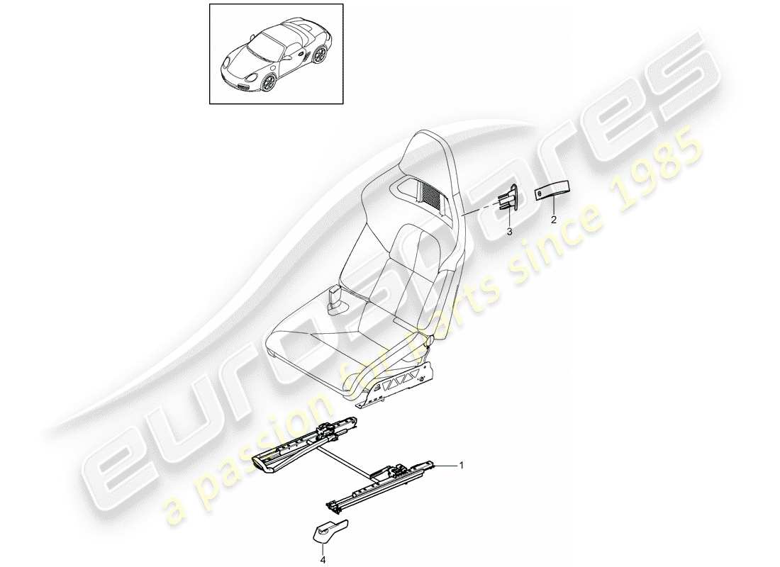 porsche 2011 (987 boxster) posto a sedere diagramma delle parti