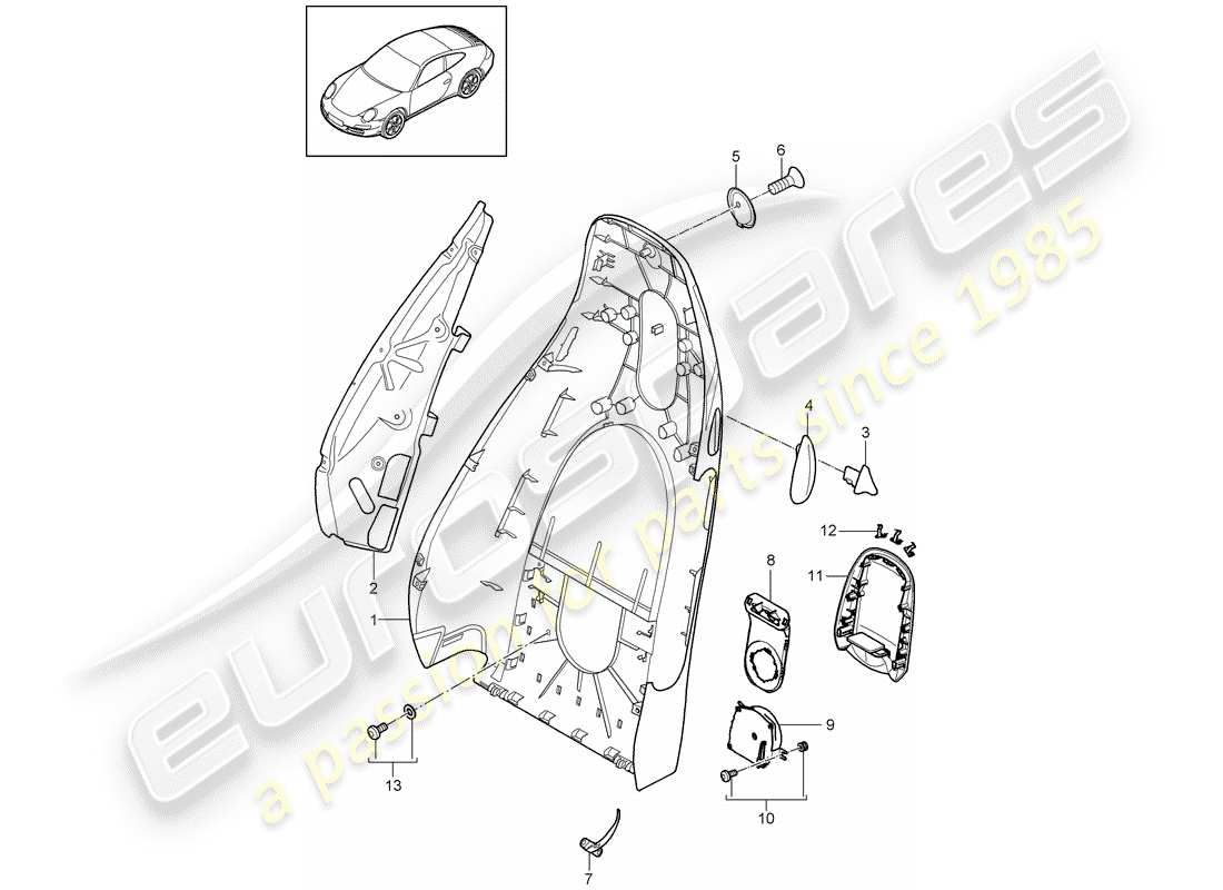 porsche 2012 (997-2) guscio dello schienale schema delle parti