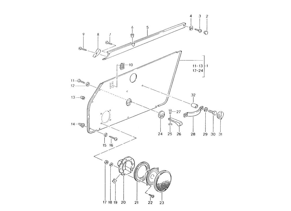 porsche 1994 (964) dotazioni interne - porte diagramma delle parti