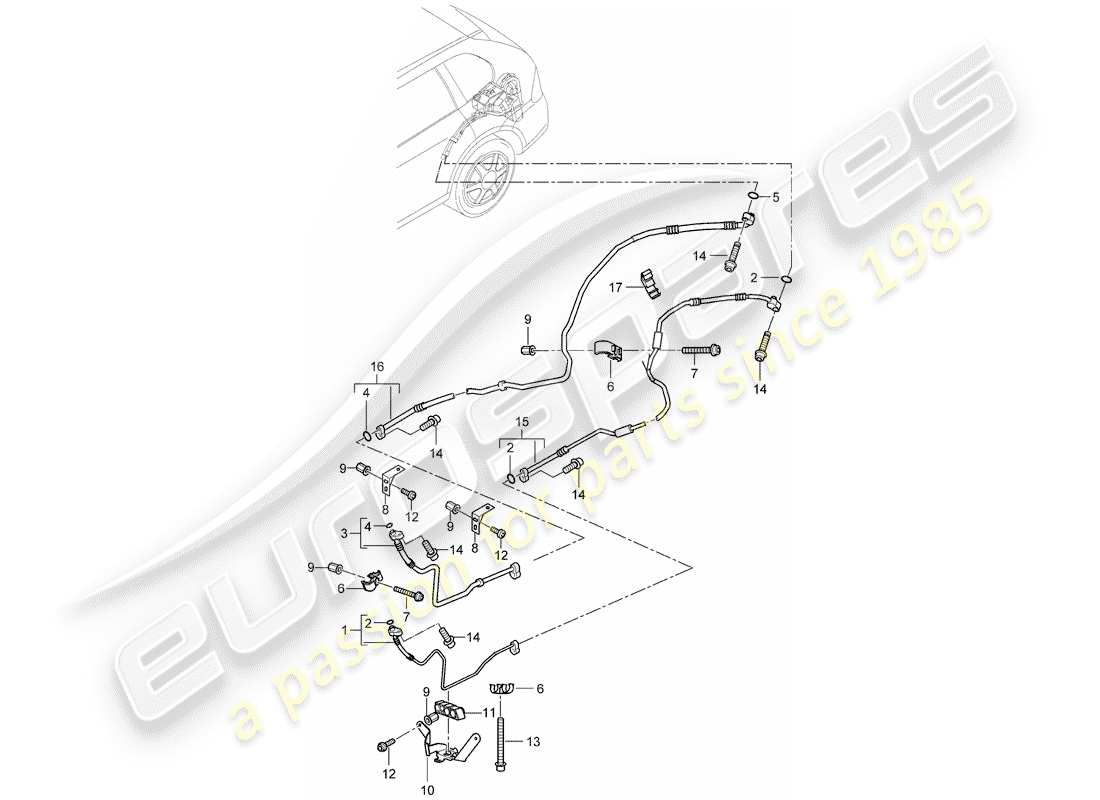 porsche 2011 (cayenne e2 92a) circuito frigorifero diagramma delle parti