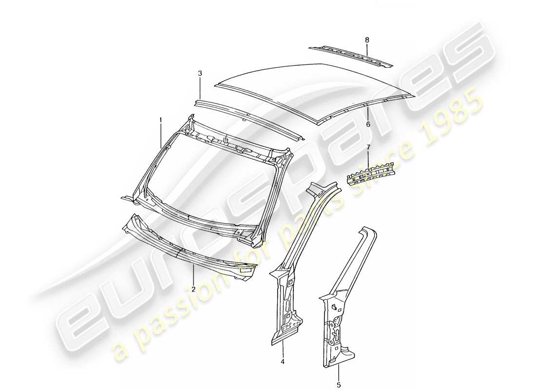 porsche 2002 (996 gt3) cappuccio diagramma delle parti
