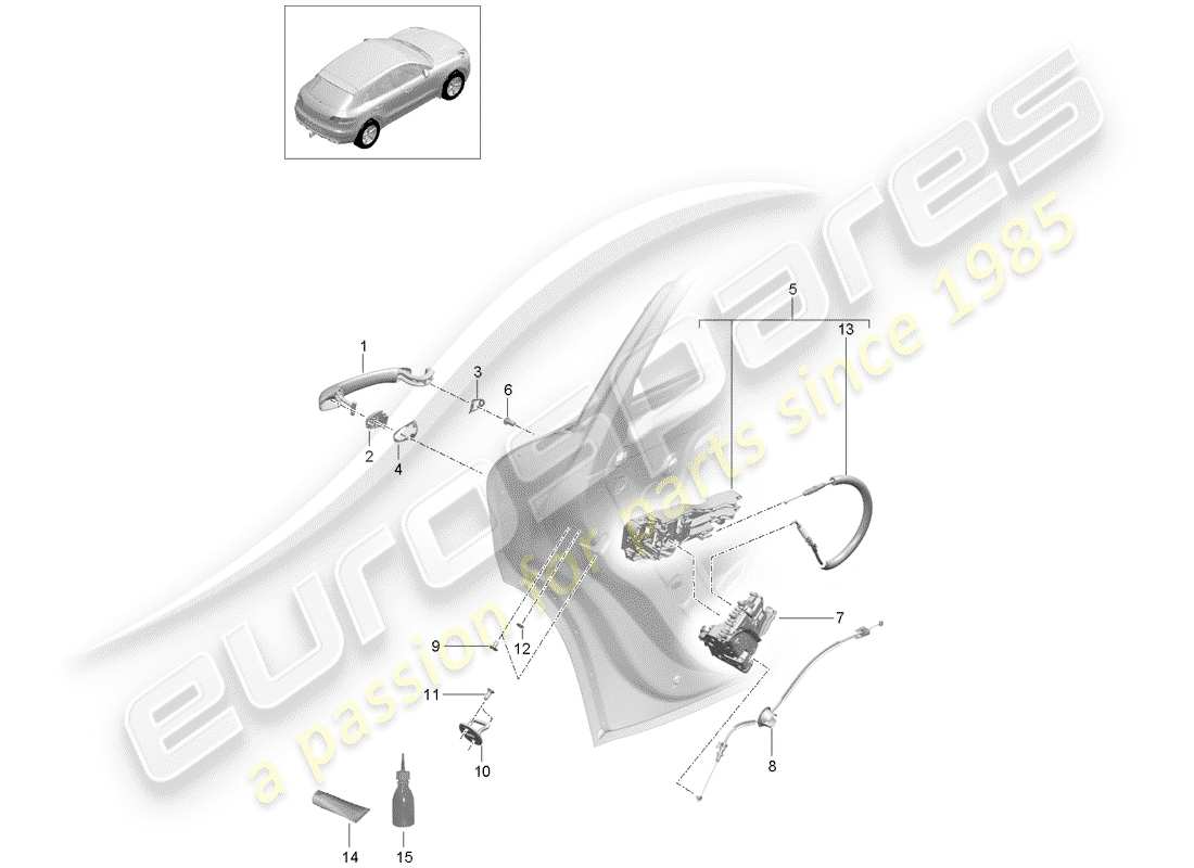 porsche 2016 (macan) chiusura della porta diagramma delle parti