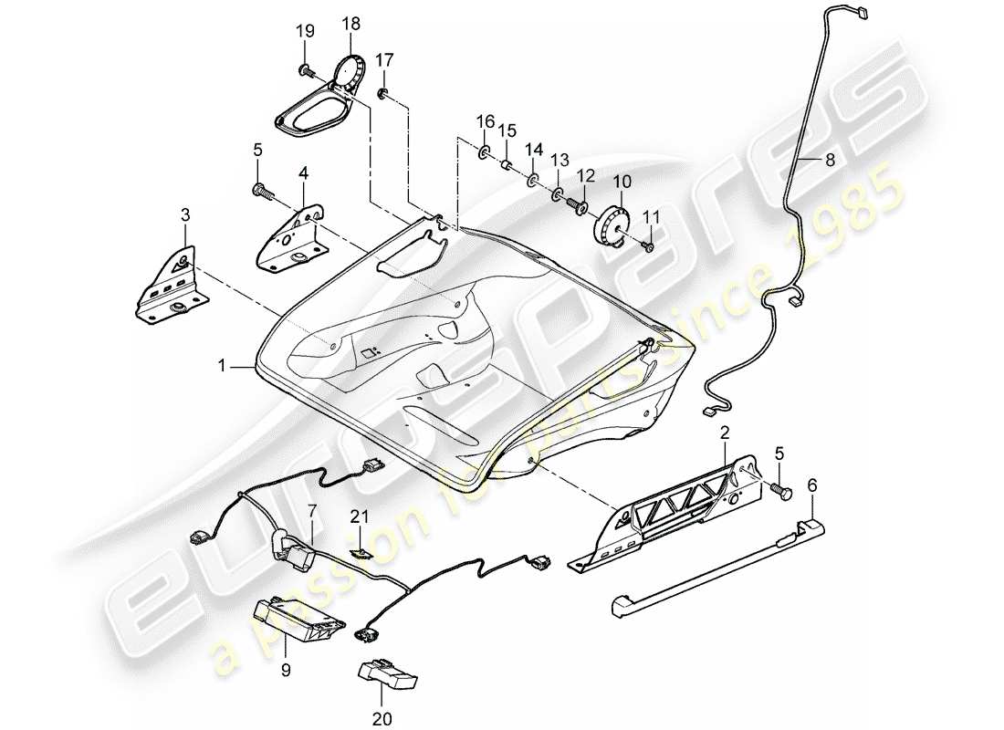 porsche 2009 (997-2 gt3) posto a sedere diagramma delle parti