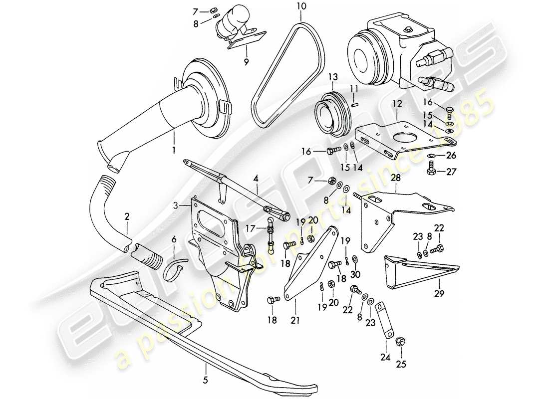 porsche 1973 (911) condizionatore d'aria - supporto - per - compressore - non per: - (usa) schema delle parti