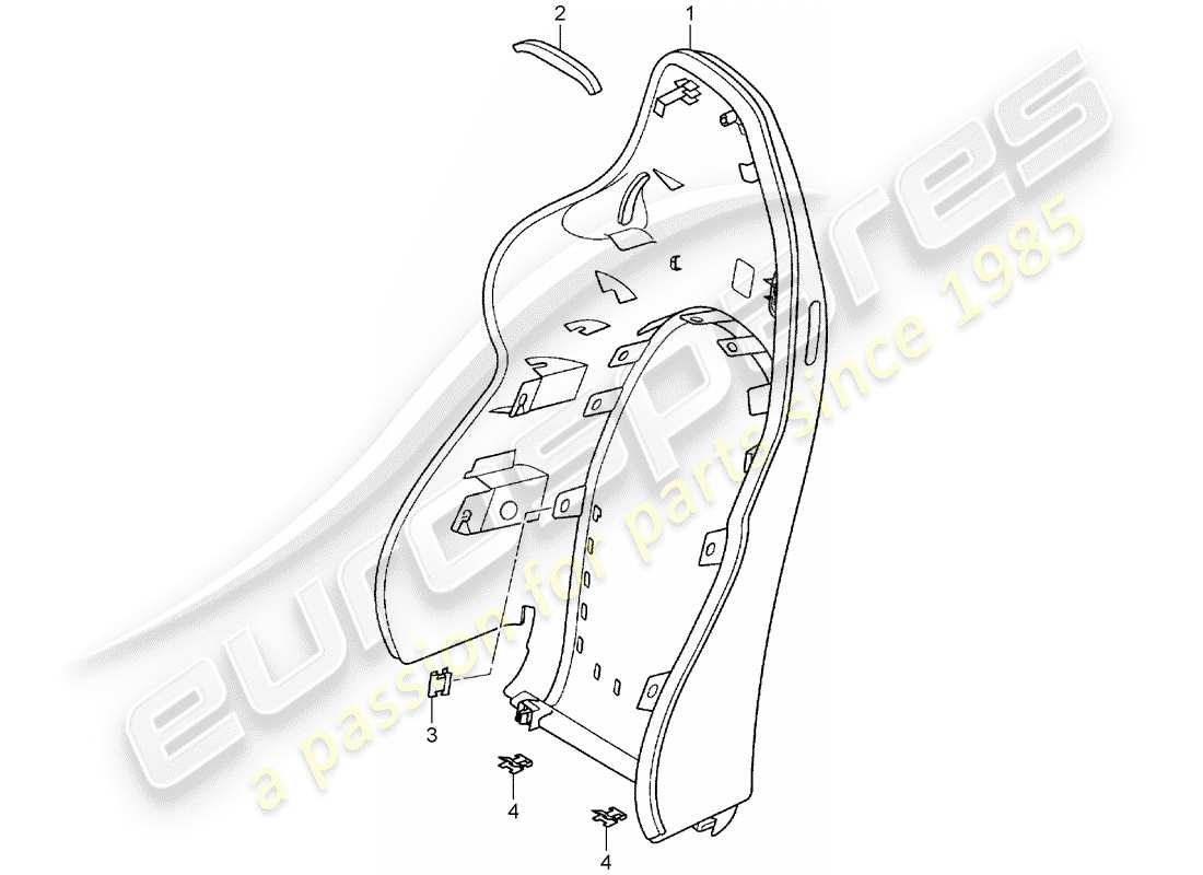 porsche 2004 (996 gt3) guscio schienale - sedile sportivo schema delle parti