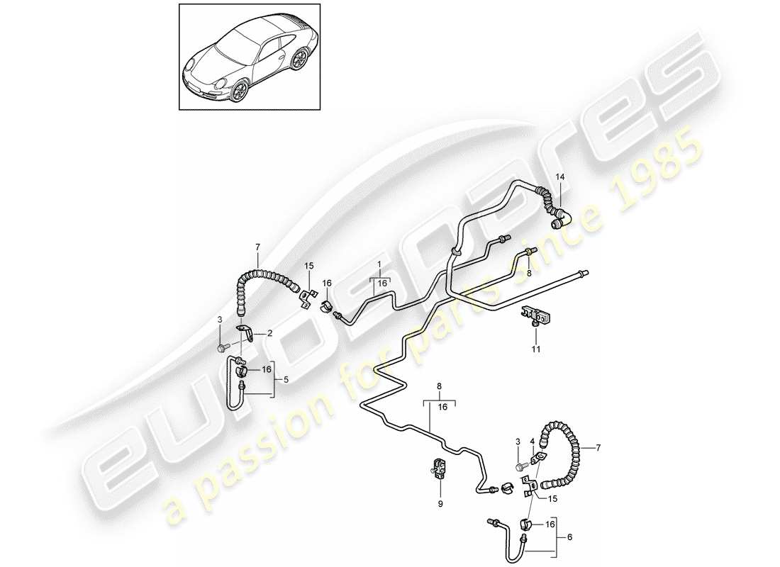 porsche 2012 (997-2) linea freno diagramma delle parti