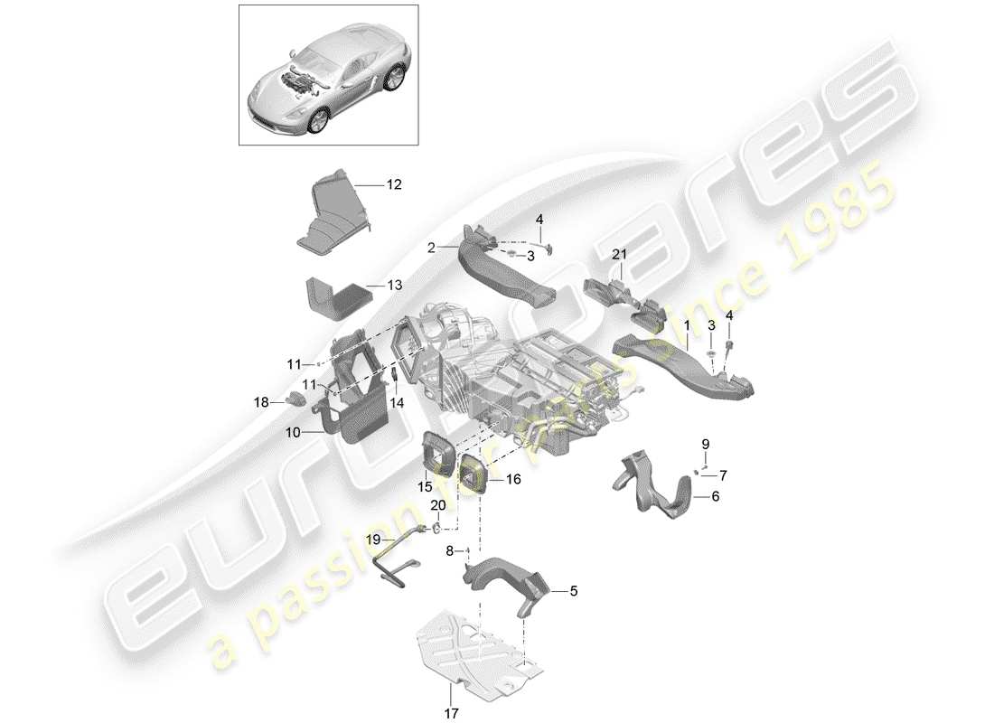 porsche 2017 (718 cayman) condotto dell'aria diagramma delle parti