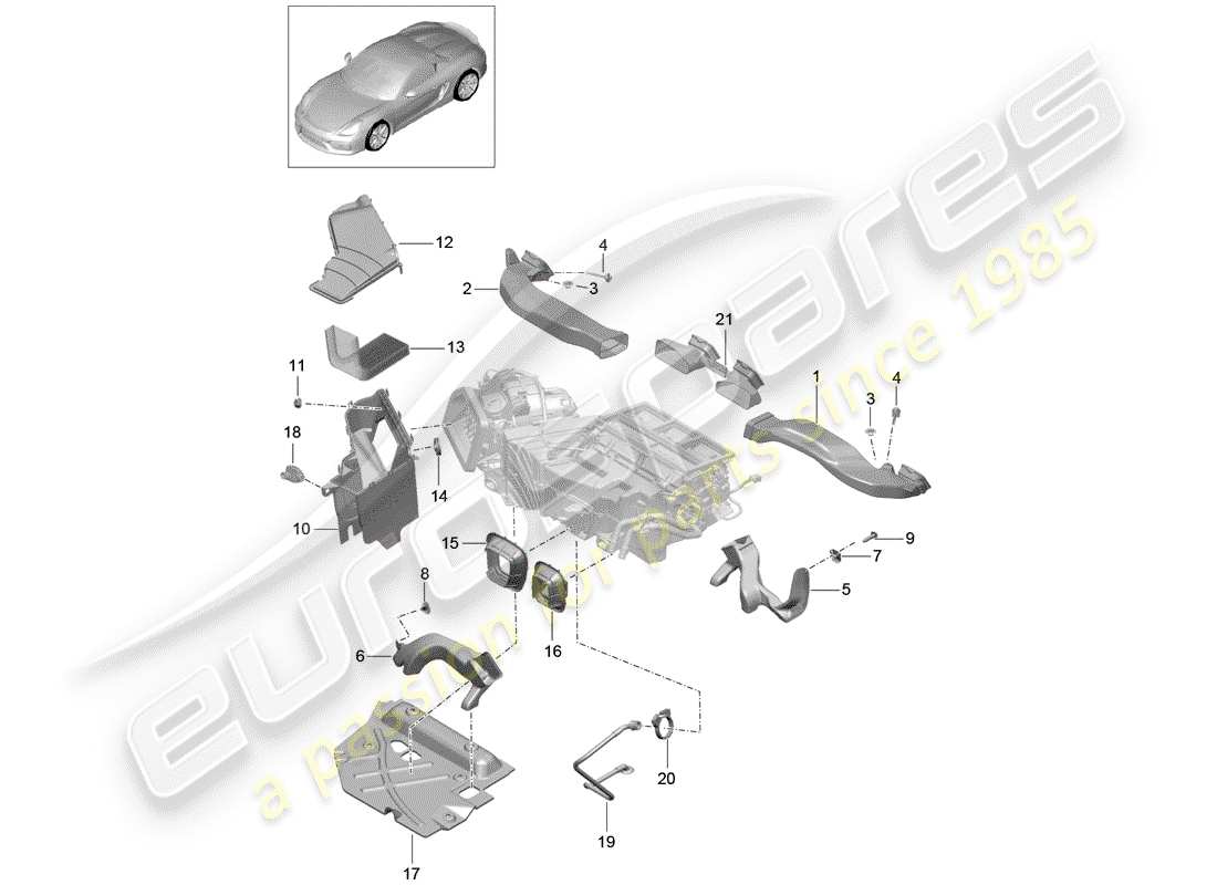 porsche 2016 (981 boxster spyder) condotto dell'aria diagramma delle parti