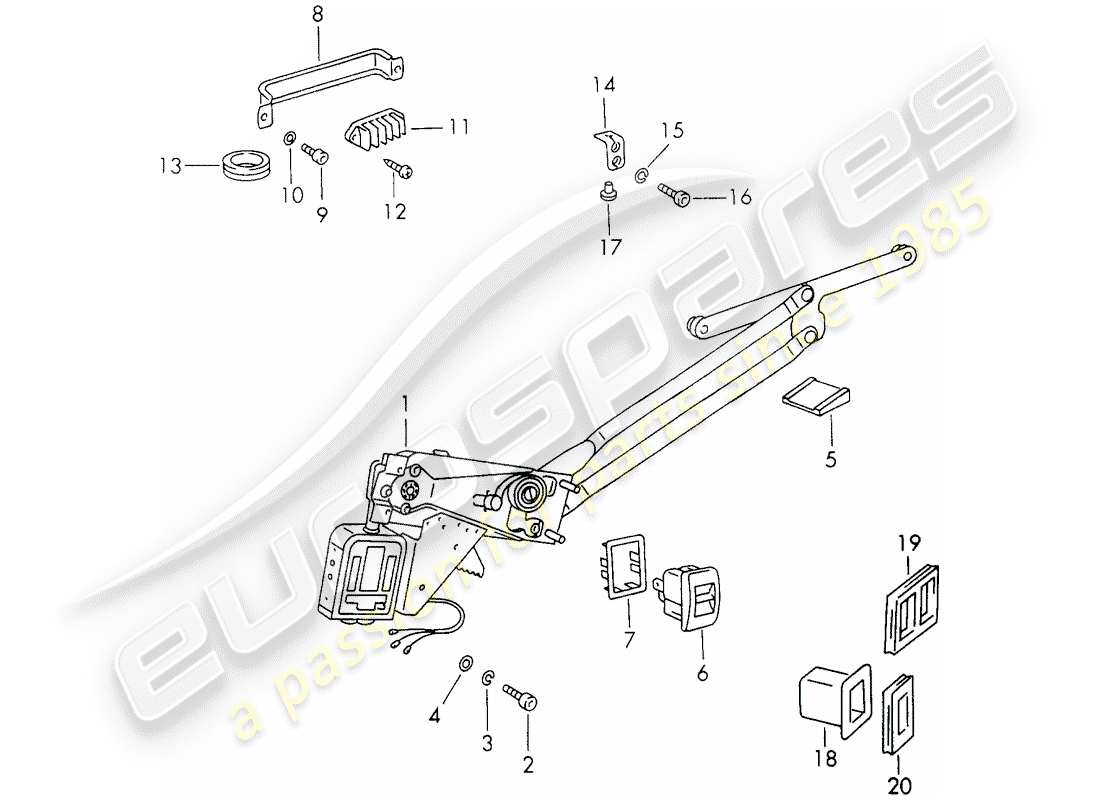 porsche 1973 (911) regolatore della finestra - elettrico diagramma delle parti