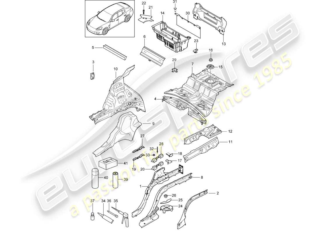 porsche 2010 (cayenne e1 9pa) estremità posteriore diagramma delle parti