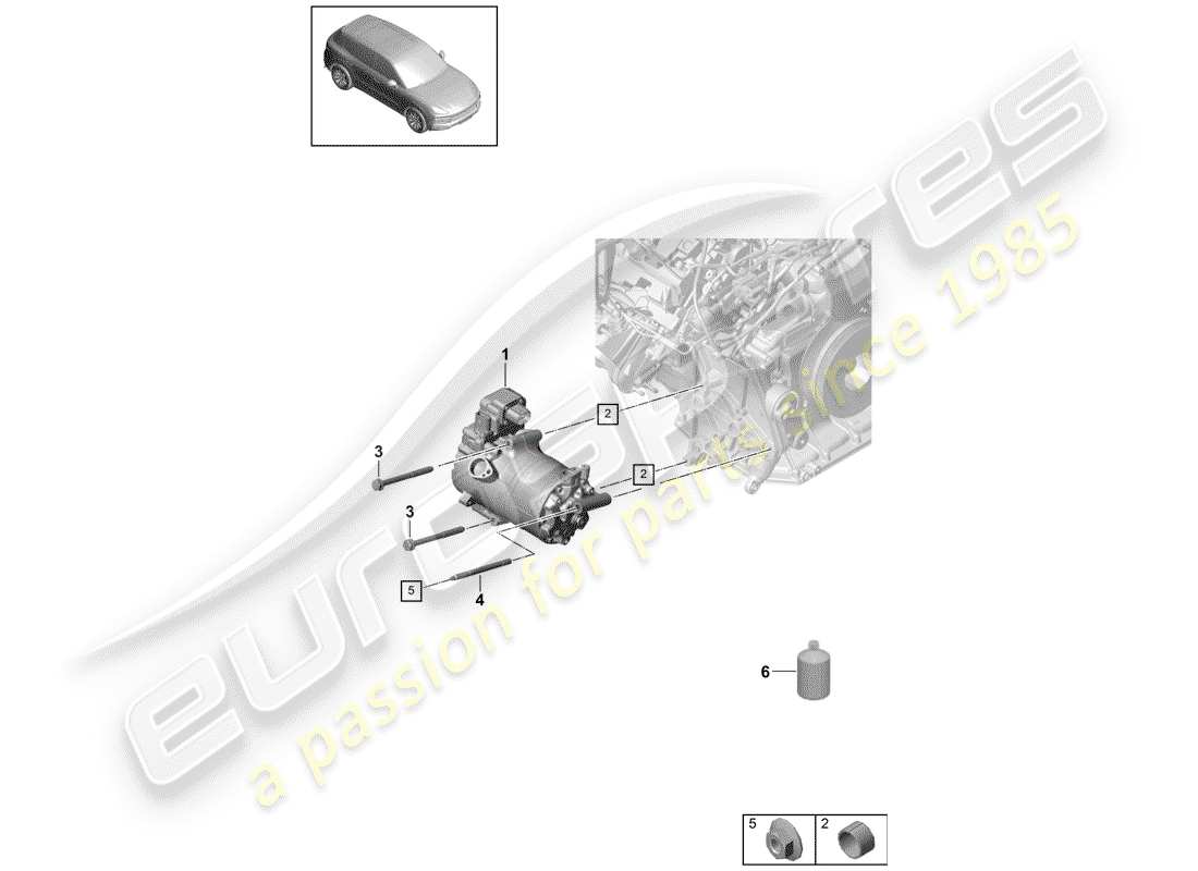 porsche 2020 (cayenne e3 9ya/9yb) compressore diagramma delle parti