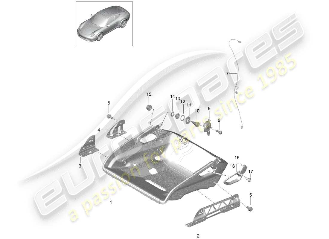 porsche 2015 (991-1) posto a sedere diagramma delle parti