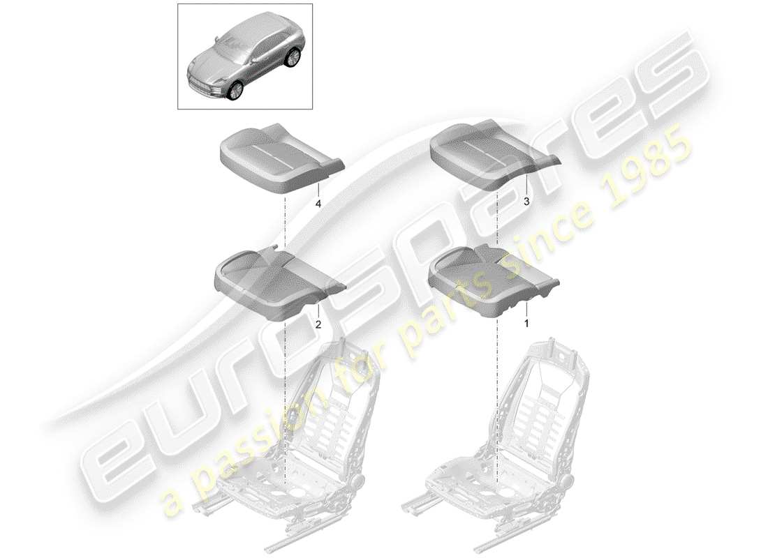 porsche 2019 (macan) parte in schiuma diagramma delle parti