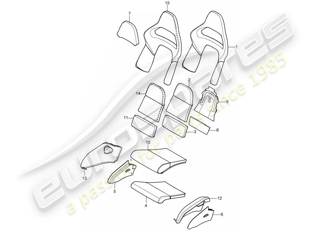 porsche 2009 997-2 turbo / gt2 parte in schiuma diagramma delle parti