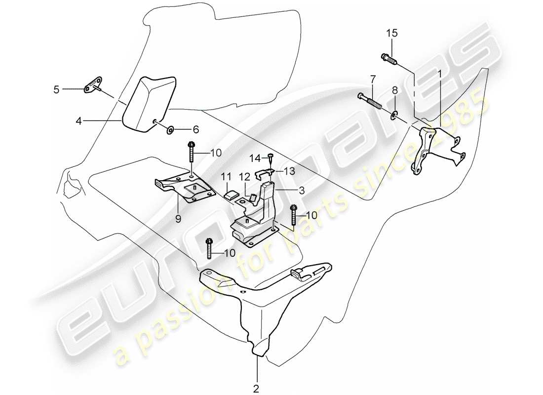 porsche 2005 (cayenne e1 9pa) pannello posteriore schema delle parti