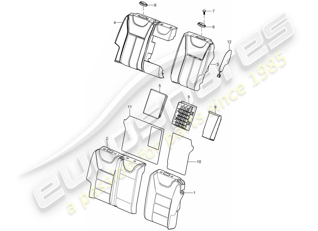 porsche 2006 (cayenne e1 9pa) coperture dello schienale diagramma delle parti