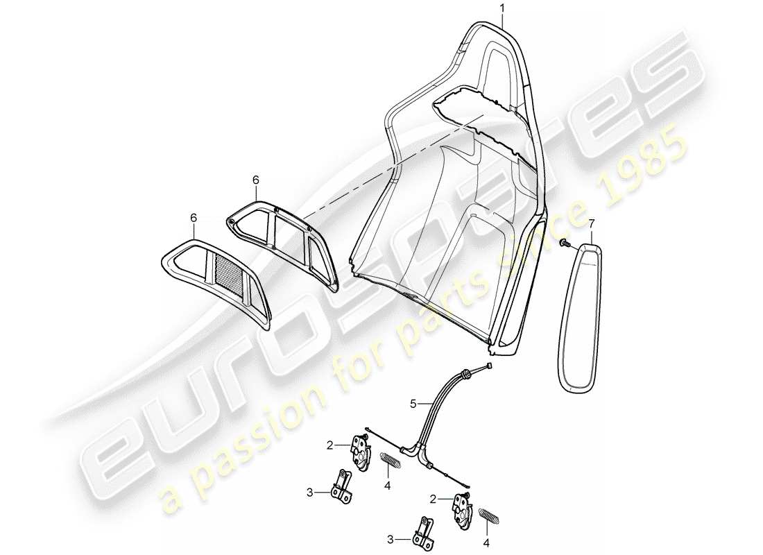 porsche 2009 997-2 turbo / gt2 guscio dello schienale schema delle parti