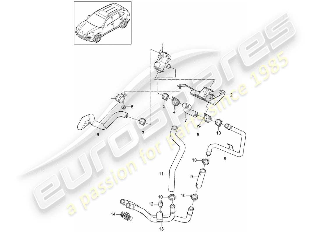 porsche 2016 (cayenne e2 92a) tubo flessibile diagramma delle parti