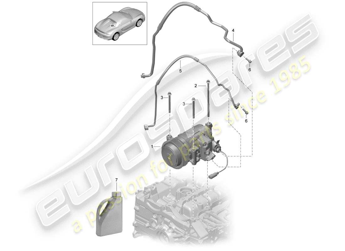 porsche 2016 (981 boxster spyder) diagramma delle parti del compressore
