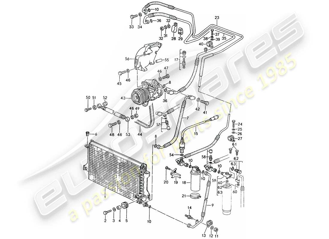 porsche 1994 (968) circuito frigorifero diagramma delle parti