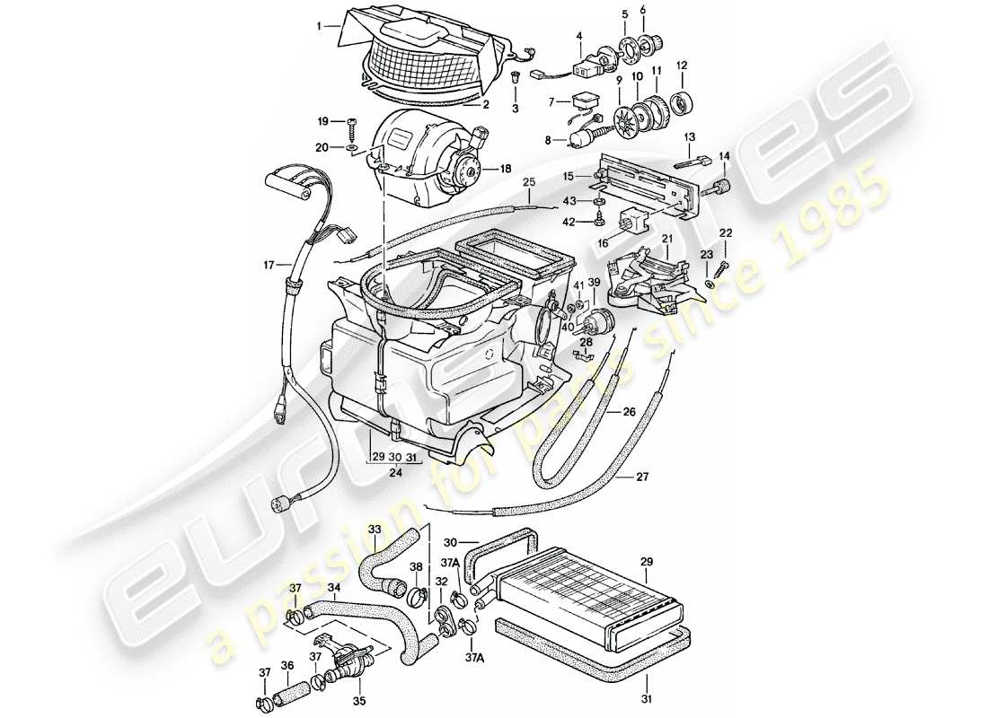 porsche 1981 (924) riscaldatore - nucleo riscaldatore - f 92-cn402 198>> - f 93-cn100 306>> diagramma delle parti