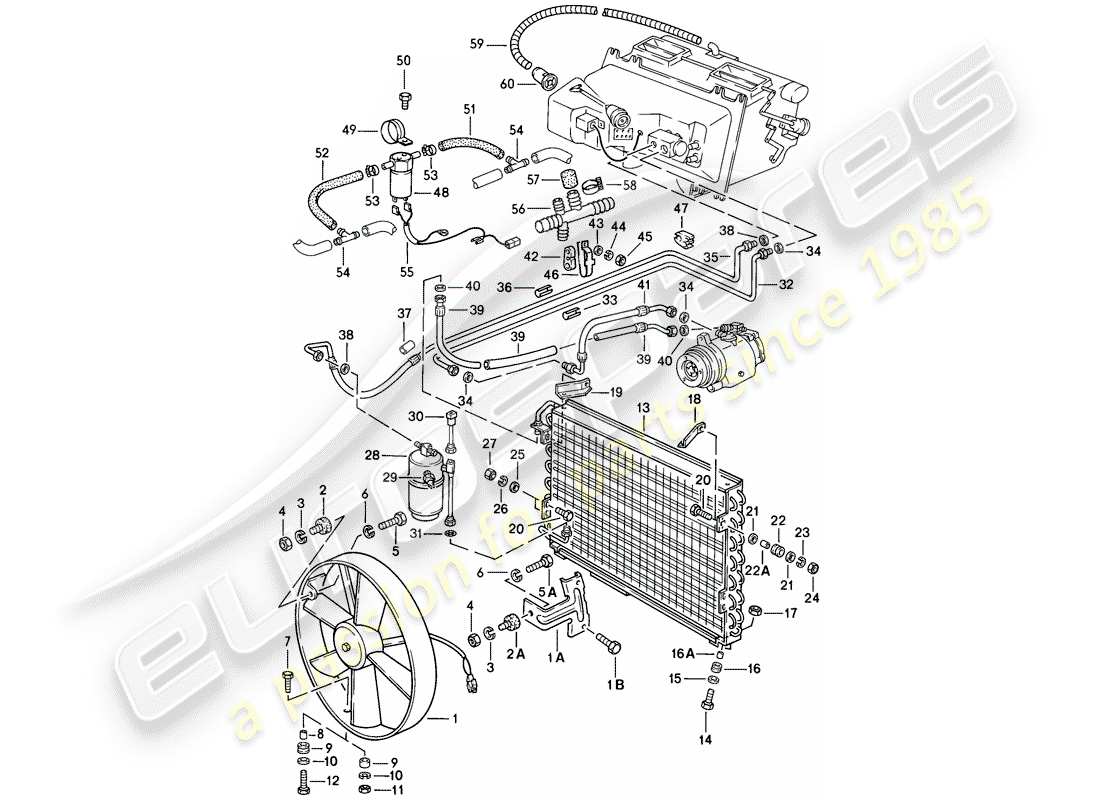 porsche 1981 (928) for - m 573 - linee - diagramma delle parti ventola