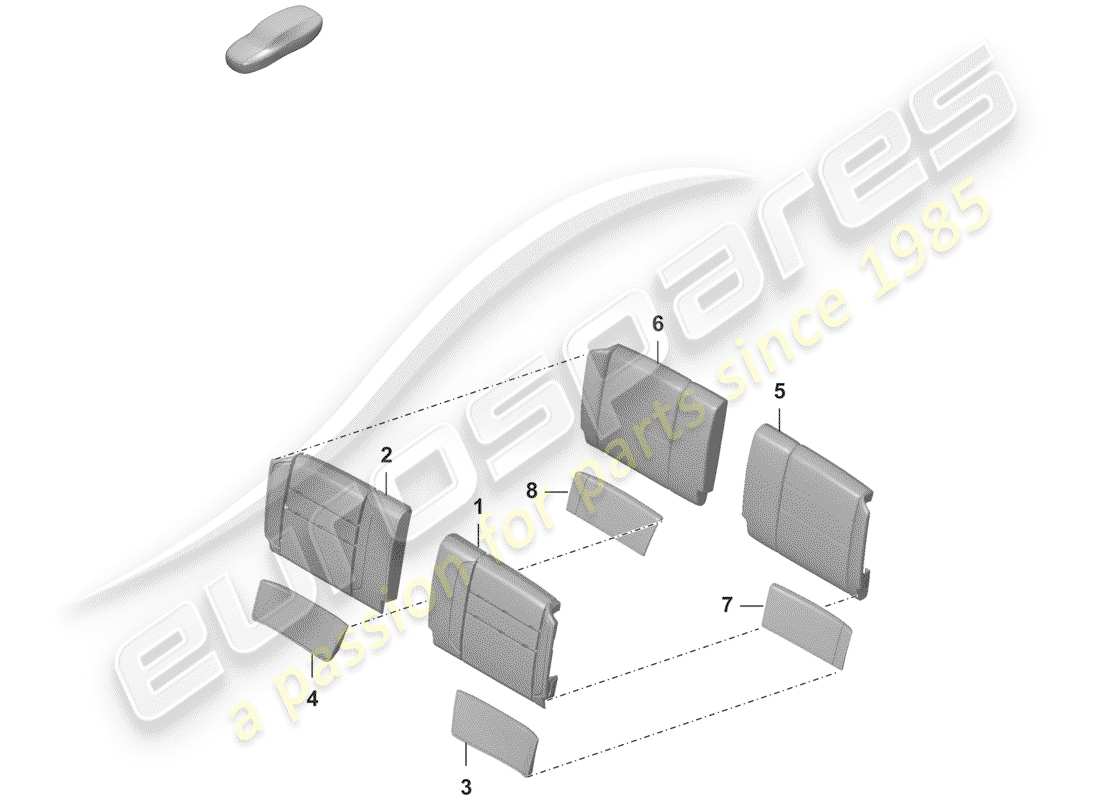 porsche 2020 (992-1) parte in schiuma diagramma delle parti