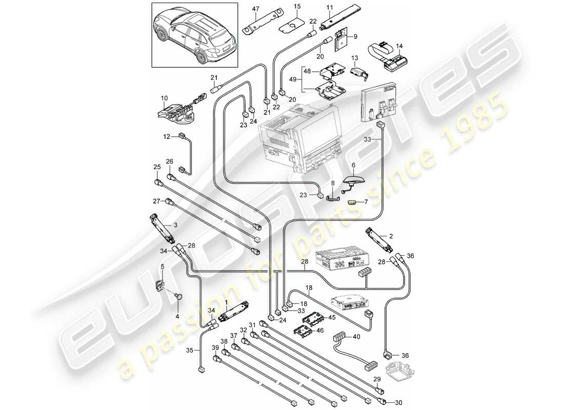 porsche 2016 (cayenne e2 92a) amplificatore d'antenna diagramma delle parti