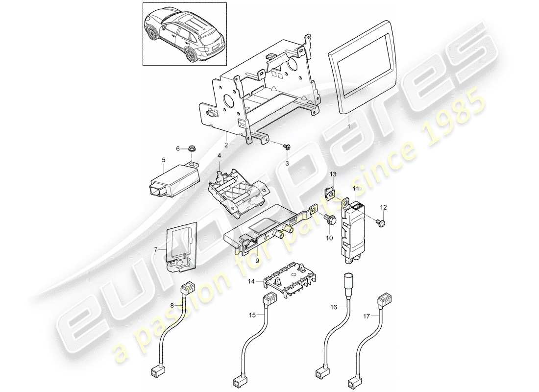porsche 2016 (cayenne e2 92a) preparazione diagramma delle parti
