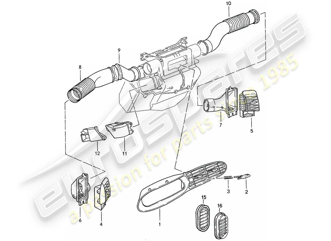 porsche 1991 (944) diagramma delle parti del condotto dell'aria