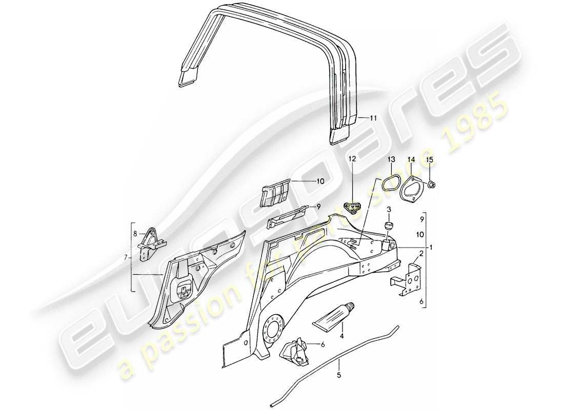 porsche 1990 (964) pannello interno schema delle parti
