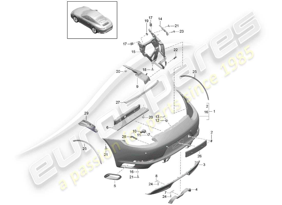 porsche 2020 (991-2) paraurti diagramma delle parti