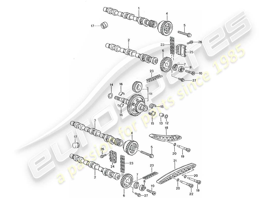 porsche 2003 (996 gt3) controllo della valvola diagramma delle parti
