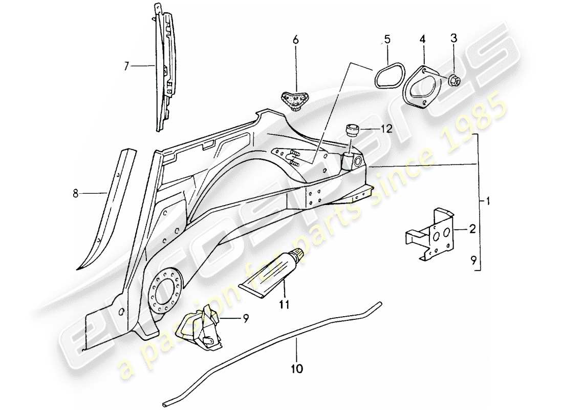 porsche 1990 (964) pannello interno schema delle parti