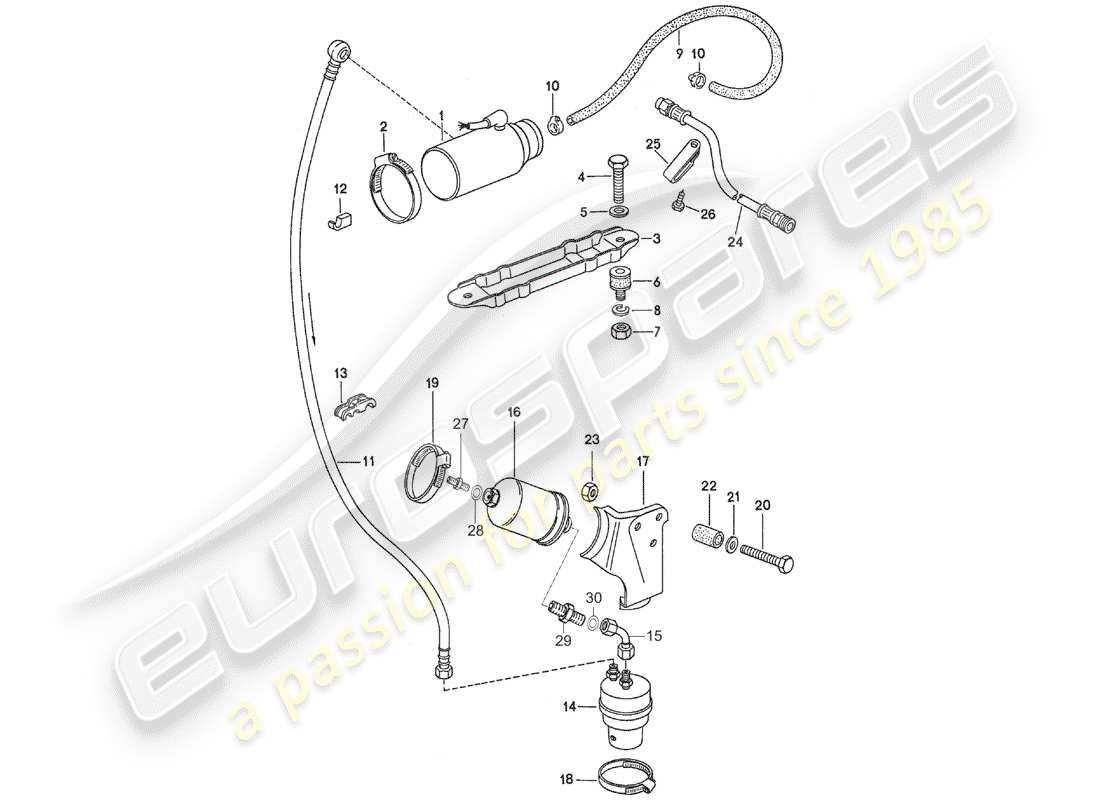 porsche 1975 (911) sistema di alimentazione - d - mj 1975>> schema delle parti