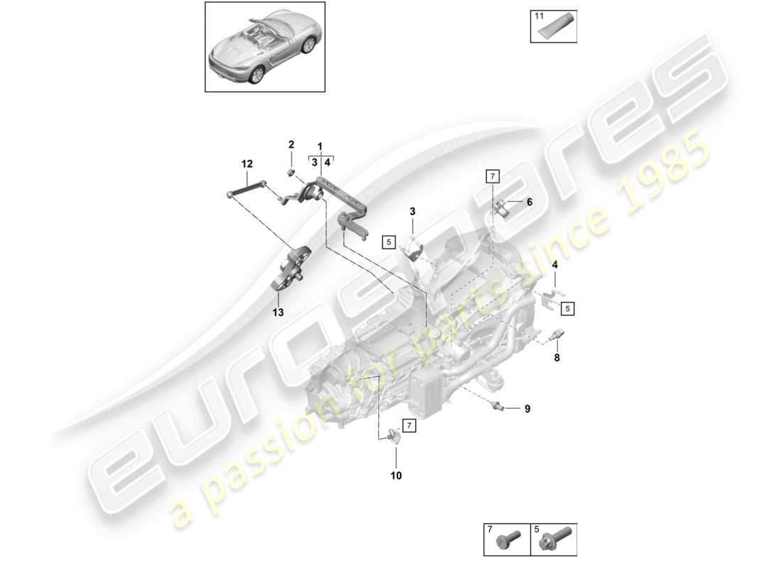 porsche 2018 (718 cayman) cambio manuale parti singole diagramma delle parti