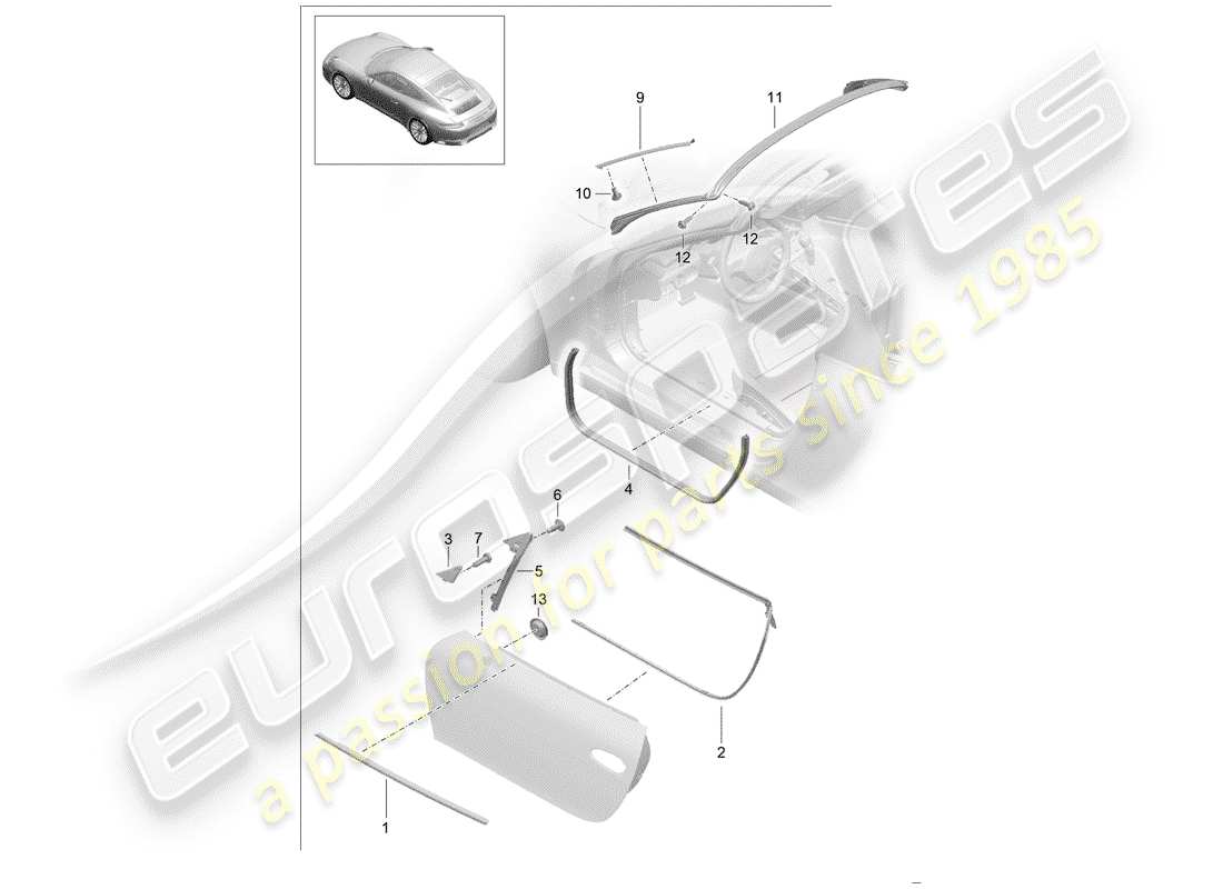 porsche 2019 (991-2) guarnizione della porta diagramma delle parti
