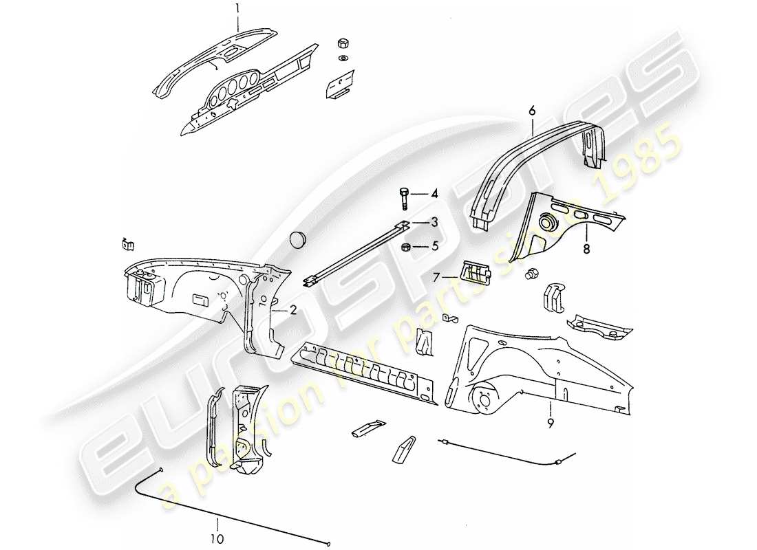 porsche 1966 (911/912) pannellatura interna schema delle parti