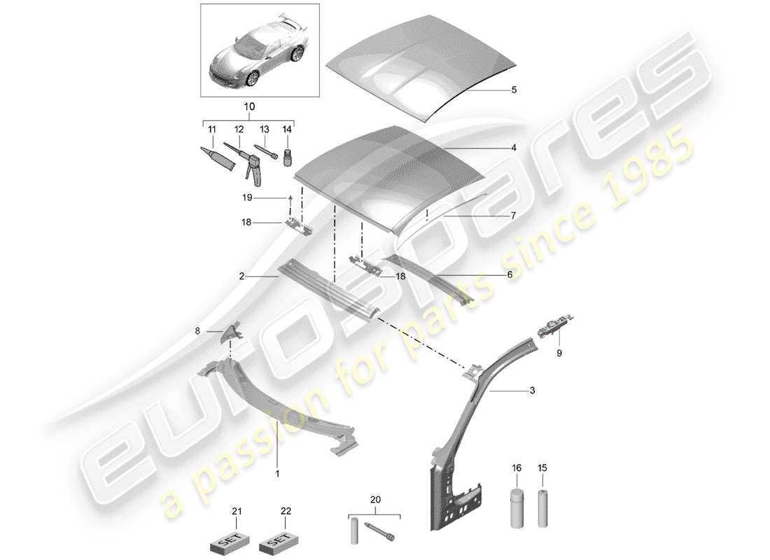 porsche 2014 (991-1 r/gt3/rs) cappuccio diagramma delle parti