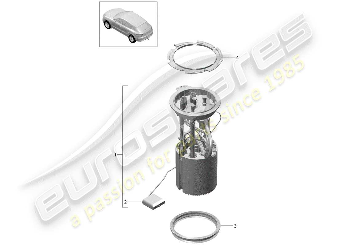 porsche 2016 (macan) schema delle parti della pompa del carburante