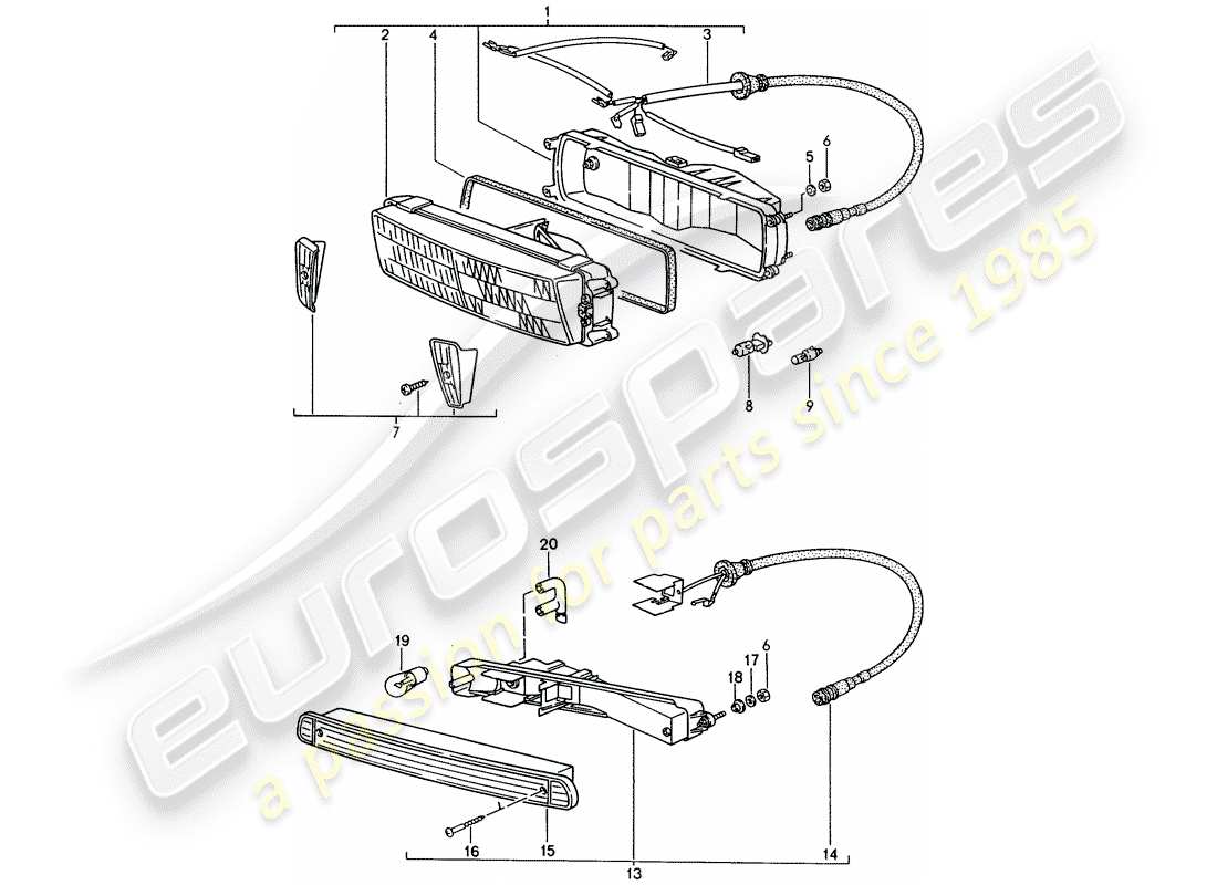porsche 1986 (944) faro aggiuntivo - indicatore di direzione diagramma delle parti