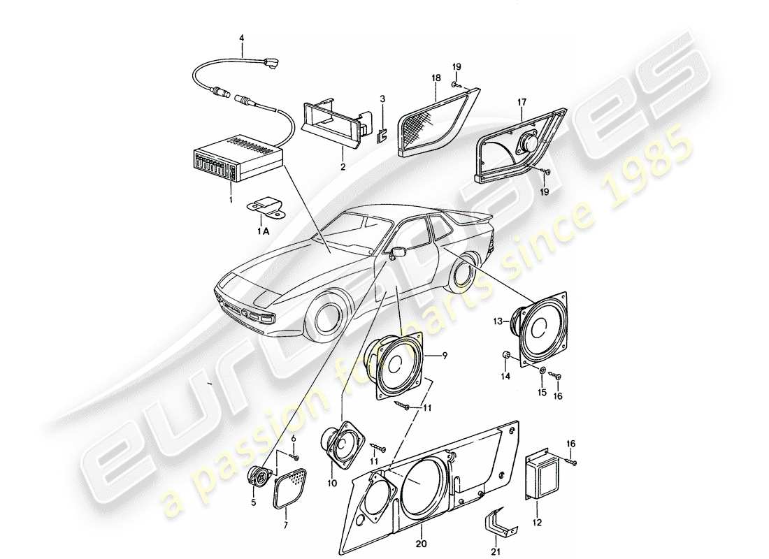 porsche 1986 (944) per - sistema sound diagramma delle parti