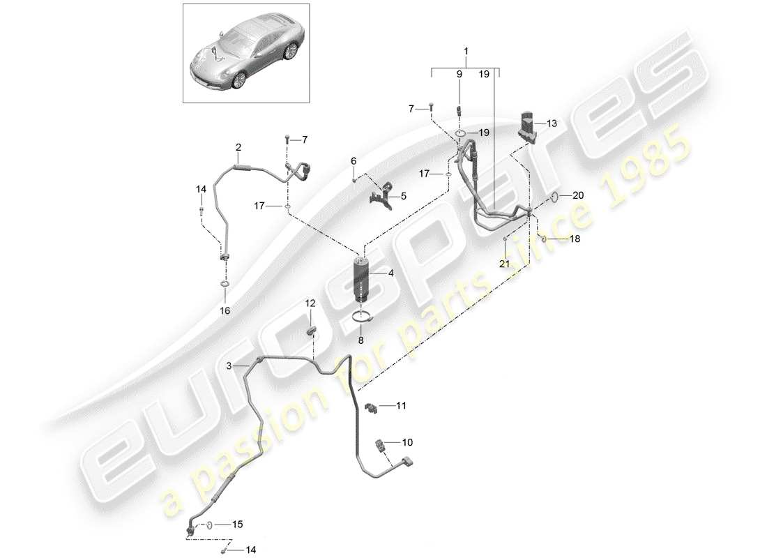 porsche 2017 (991-2) schema delle parti del condizionatore d'aria
