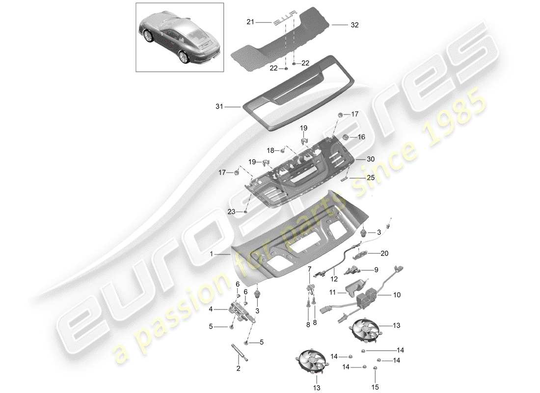 porsche 2014 (991-1 r/gt3/rs) copertina diagramma delle parti