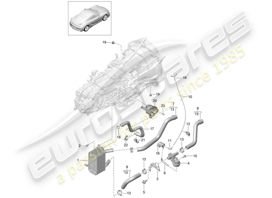porsche 2016 (981 cayman gt4) schema delle parti del cambio manuale