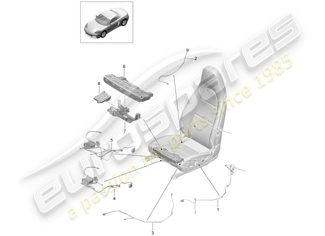 porsche 2019 (718 boxster) cablaggi diagramma delle parti