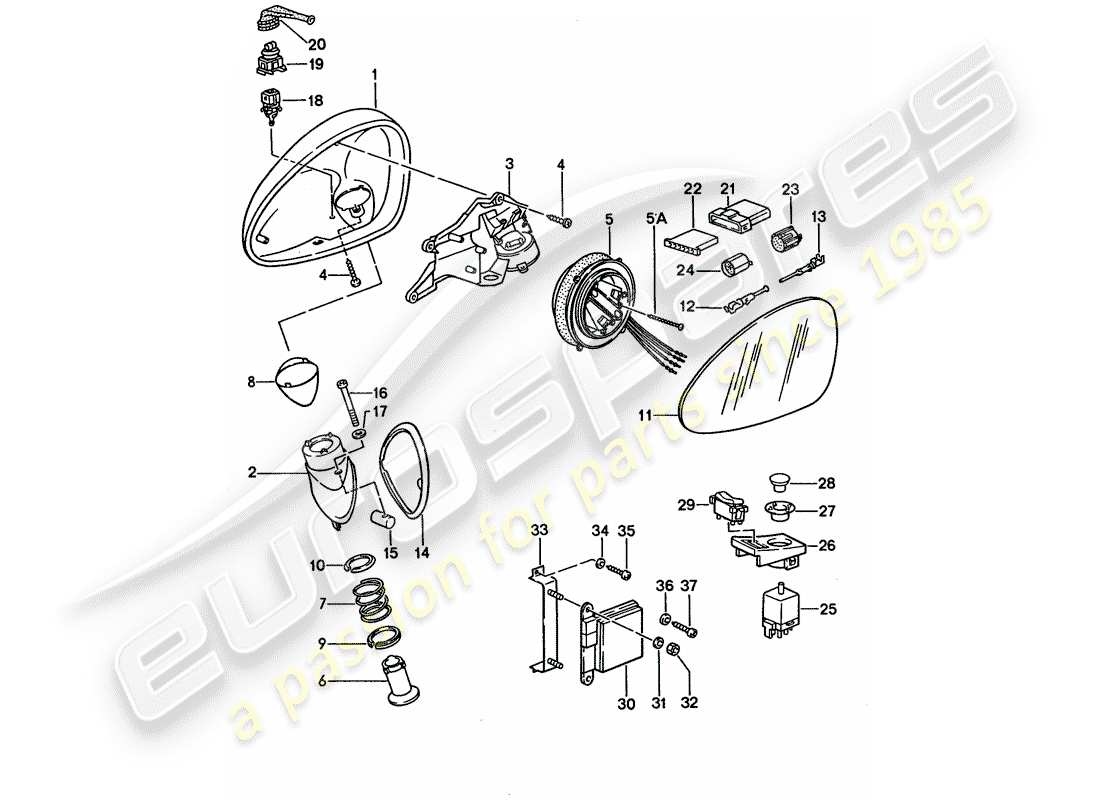 porsche 1995 (928) specchietto retrovisore diagramma delle parti