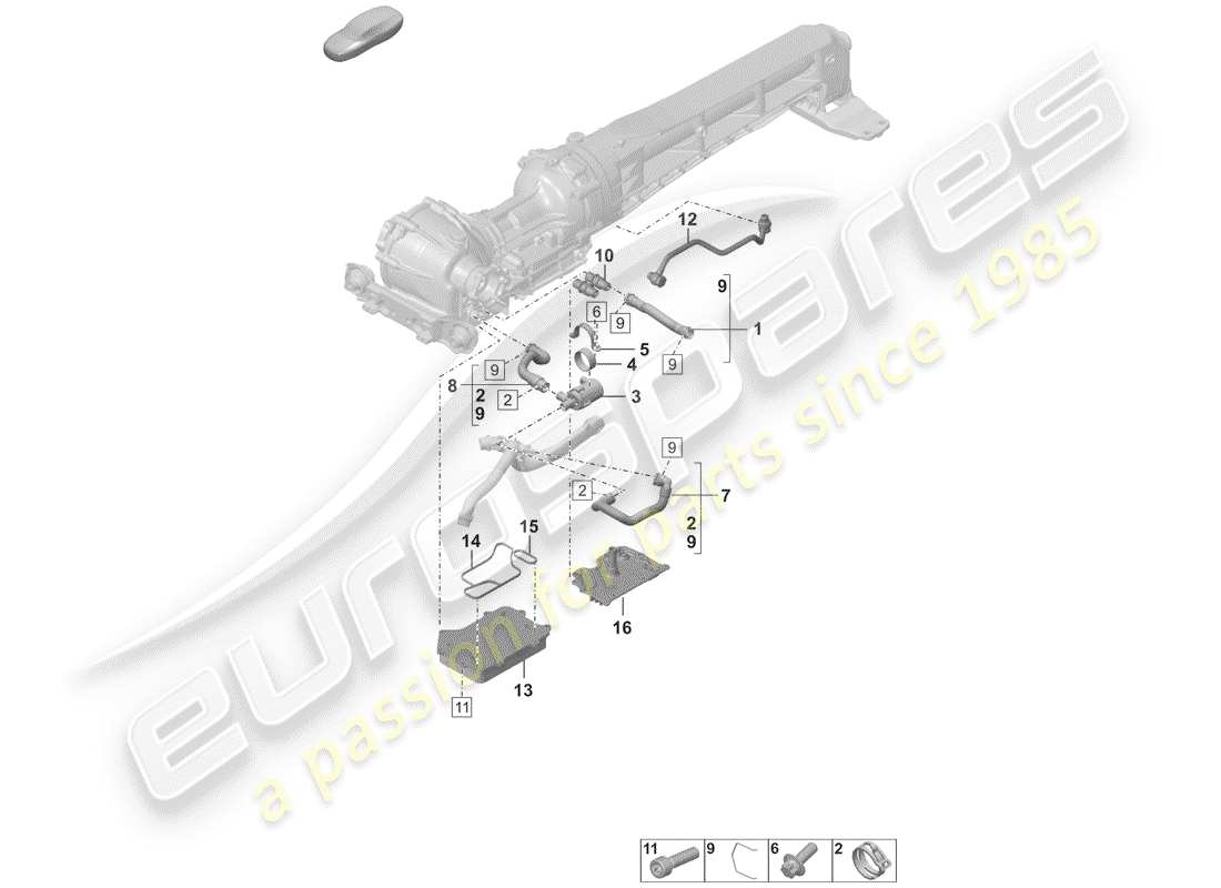 porsche 2019 (992-1) differenziale assale anteriore diagramma delle parti