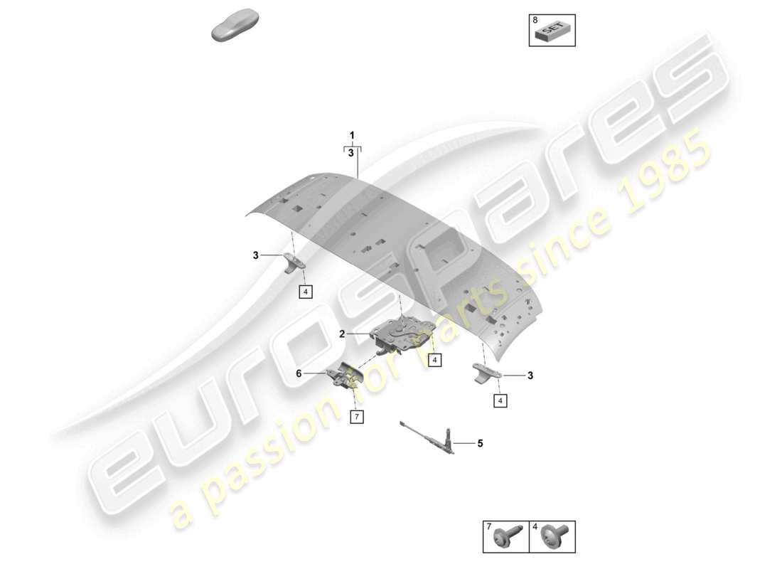 porsche 2018 (718 boxster) telaio superiore telaio anteriore telaio del tetto fermo diagramma delle parti